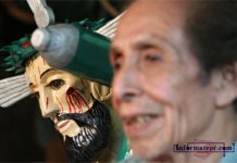 Don José Garrido hace máscaras y santos de cedro que duran toda una vida (Foto: Jorge Huerta E.)
