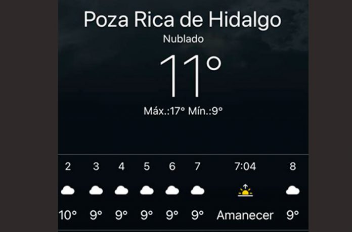 Bajas temperaturas por varios días en la zona norte de Veracruz