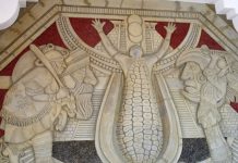 ¡Así es! La cultura totonaca prevalece en el municipio de Coatzintla, la imagen del mural en el palacio municipal (Foto: Jorge Huerta E.)