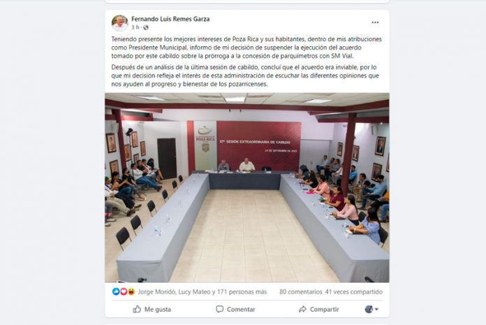 Marcha atrás en la ampliación de la concesión de los parquímetrtos en Poza Rica