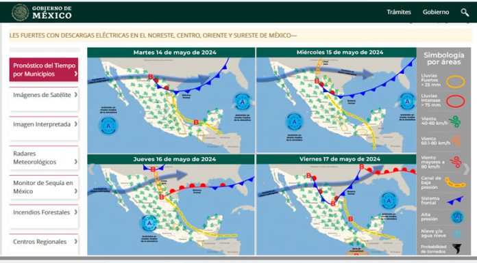 Imagen del pronóstico de los últimos días del Servicio Metereológico Nacional