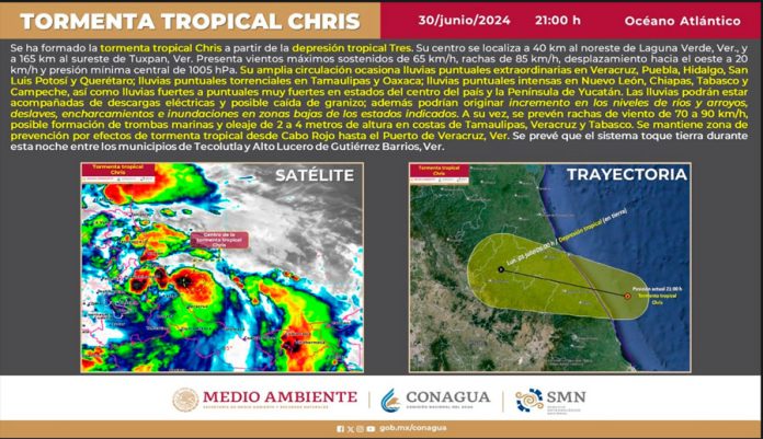 Alerta amarilla en Poza Rica por la tormenta tropical Chris