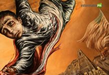 Los niños héroes vs Donald Trump Imagen en el Castillo de Chapultepec que recrea uno de los capítulos de la historia de México (Foto: Jorge Huerta E.)