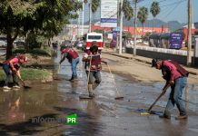 Personal de CAEV limpia la avenida Puebla, una de las principales vías polvorientas de tránsito en Poza Rica CAEV limpia la avenida Puebla (Foto: Jorge Huerta E.)