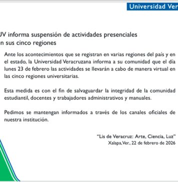 Suspensión de clase en las cinco zonas de la universidad veracruzana